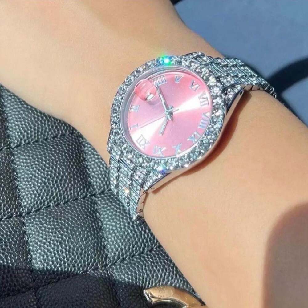 Women's Silver and Pink Watch